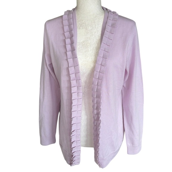 Brooks Brothers Sweaters - Brooks Brothers Lavender Lilac Merino Wool Ruffle Cardigan - M